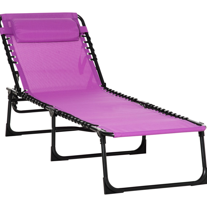 Chaise longue mauve pliable avec siège inclinable à 4 positions, siège respirant et surface respirante