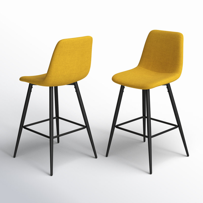 Seidman 26" Upholstered Low Back Counter Stool, Bingo Yellow Performance Canvas