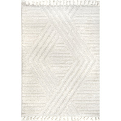 Geometric Shag Tassel Area Rug