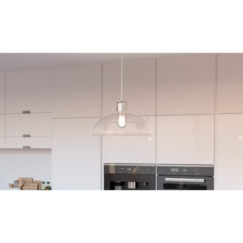 Iona Polished Chrome 14.75" Transitional Seeded Glass Pendant Light