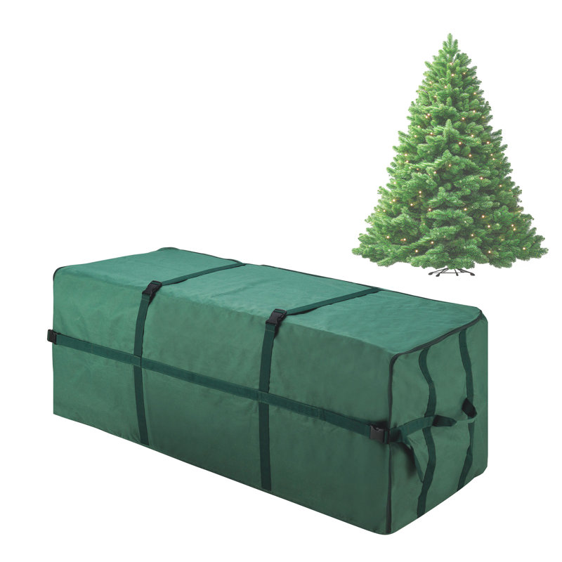 Sac de rangement pour arbre de Noël - pour arbres artificiels jusqu'à 7,5 pi - Toile verte de qualité et sangles de reliure - Protège les décorations des Fêtes de Tiny Tim Totes