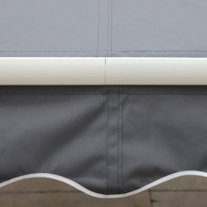 Auvent de terrasse à inclinaison manuelle, Gris, 116.1" W x 96.5" D