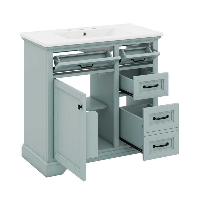 Meuble-lavabo 36 po avec lavabo, meuble-lavabo simple, Gris