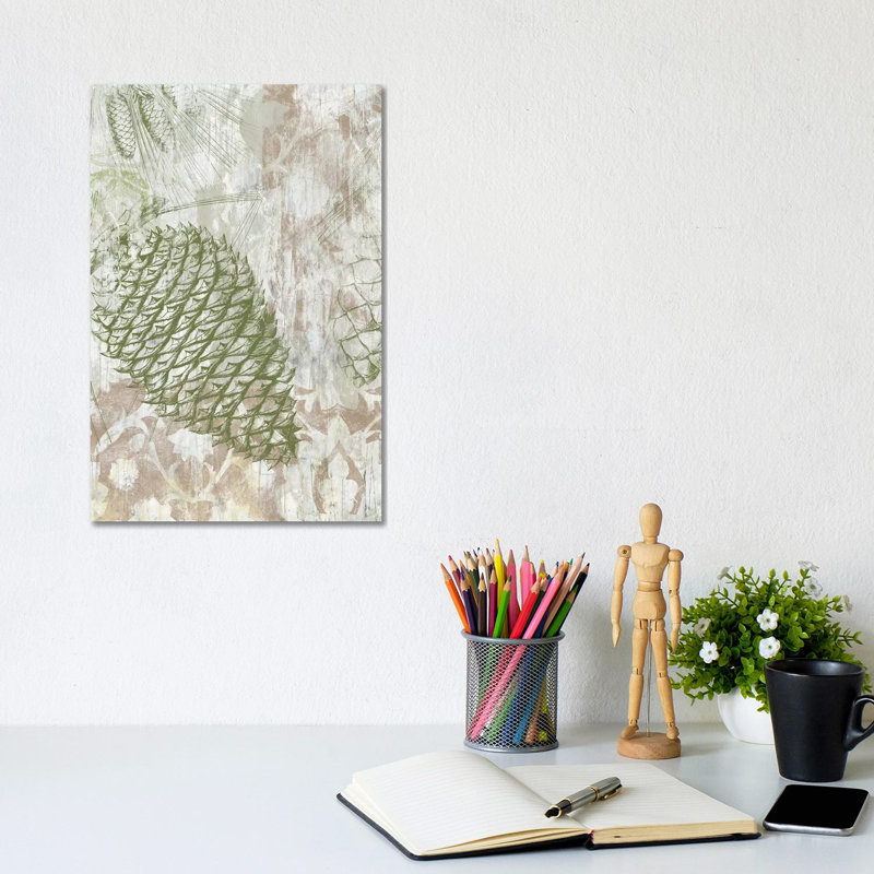 Pinecone Fresco I by June Erica Vess - Wrapped Canvas Print, 20.32 cm H x 30.48 cm W