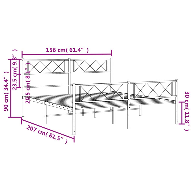 Nicodemo Metal Bed, Black, Kingsize (5')