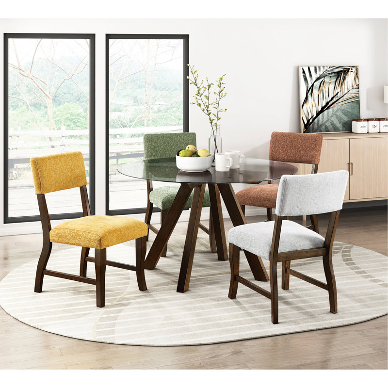 Chaises d'appoint rembourrées modernes en chenille rouille, 2 pièces pour salle à manger, 2 chaises couleur cadre brun, bois