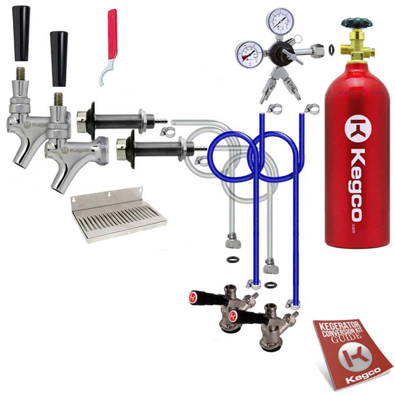 Kegco Deluxe 2-Tap Door Mount Kegerator Conversion Kit with 5 lb. CO2 Tank