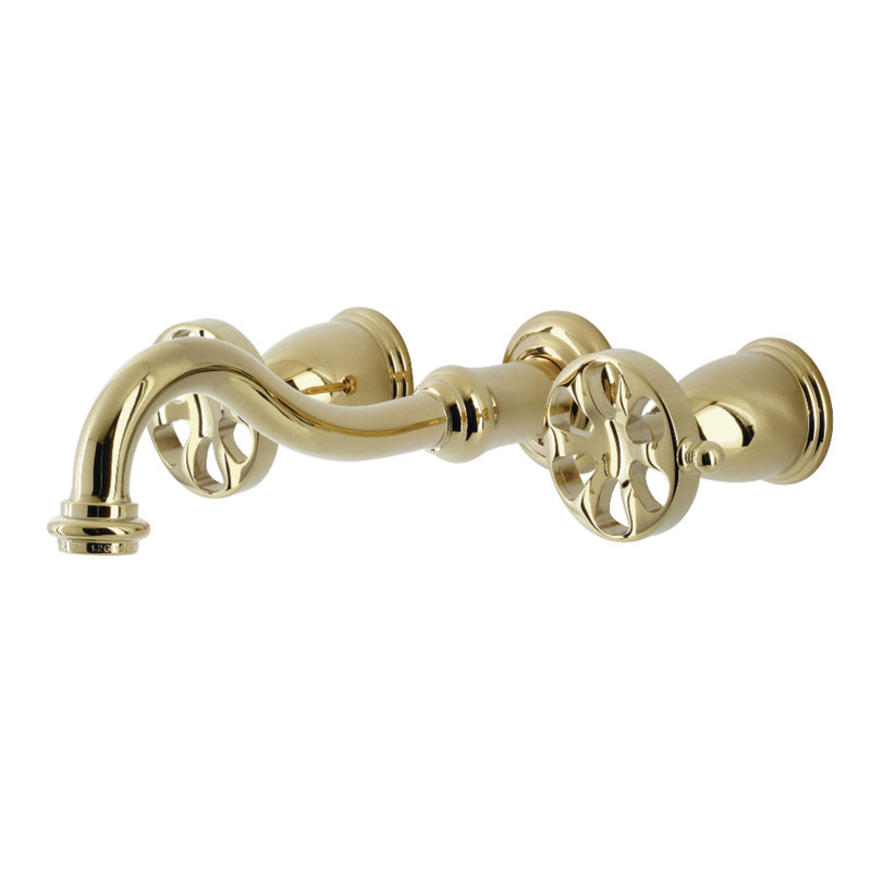 Kingston Brass Belknap Two-Handle 3-Hole Wall Mount Bathroom Faucet, Polished Brass