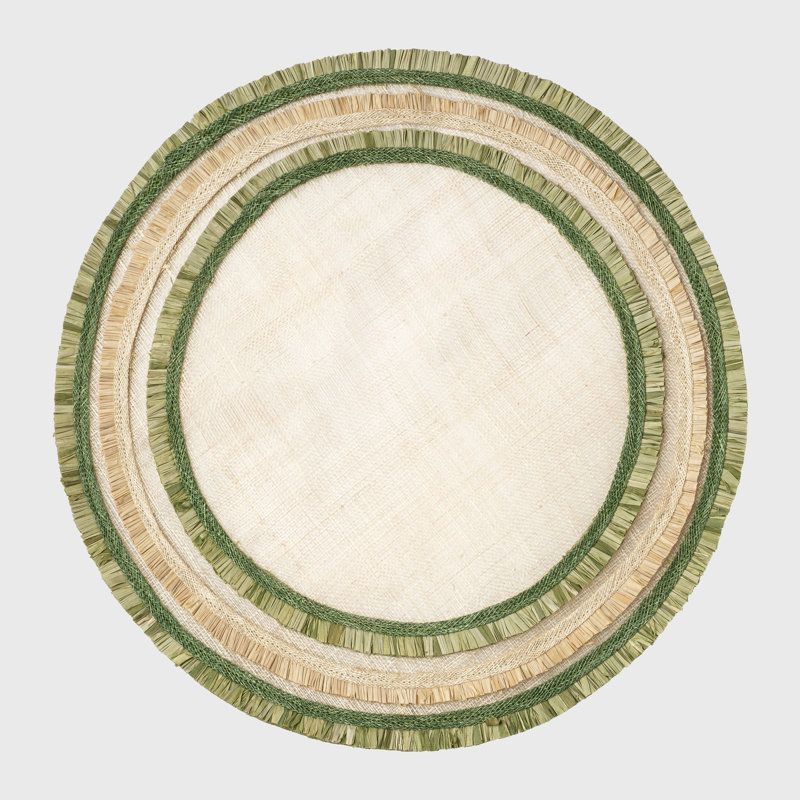 100% Abaca Round Placemats, Green