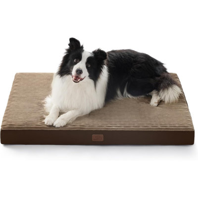 Bedsure ComfyFleece Cozy Crate Dog Bed for Large Dogs & Puppies, Orthopedic Egg Crate Foam with Removable Machine Washable Cover