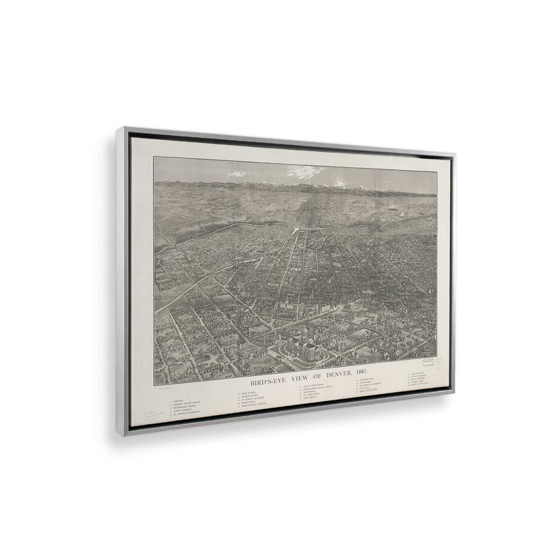«Denver Bird's Eye View» par Deny Designs, reproduction d'art, Toile avec cadre, 12 x 16, Argent argent