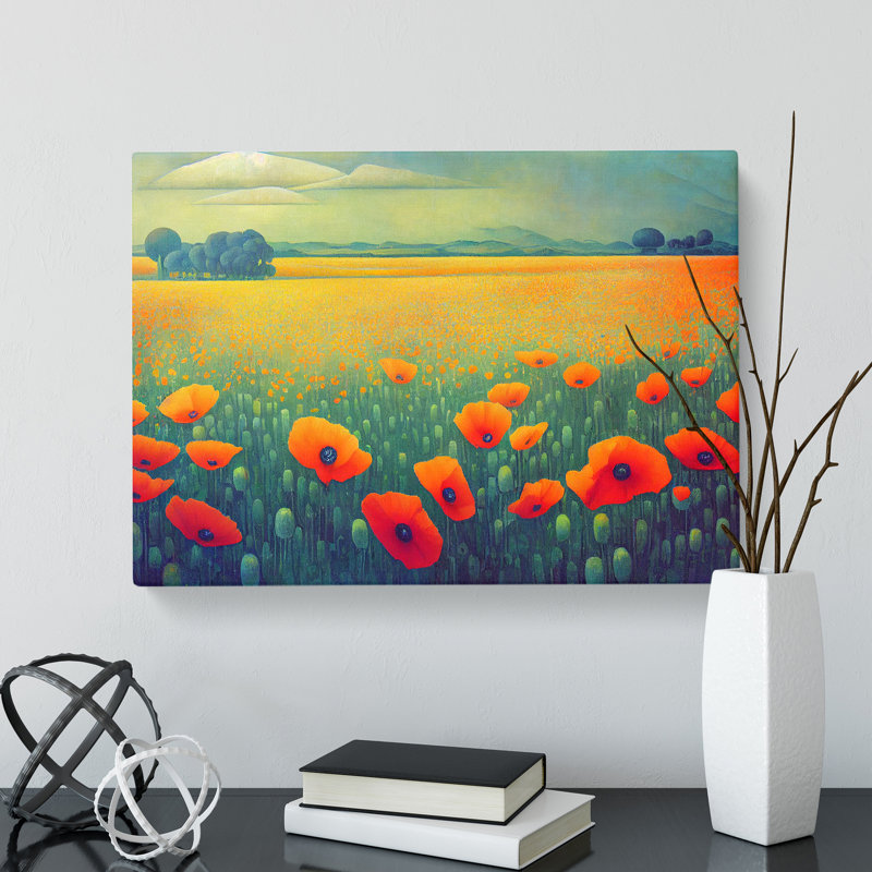 Grand Poppy Field Flowers - Wrapped Canvas, 35cm H x 50cm W x 3cm D