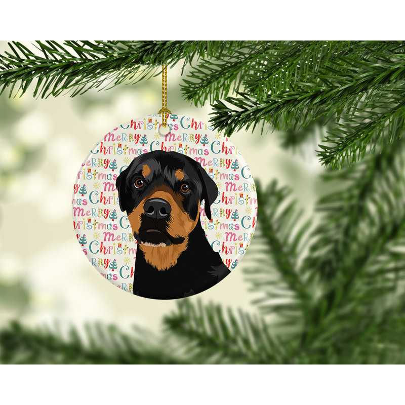 Ornement suspendu en céramique Rottweiler