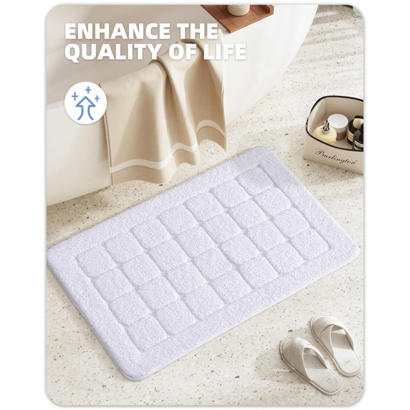 Tapis pour salle de bain antidérapant Rabun, Simple - l 24 po x L 36 po, Blanc
