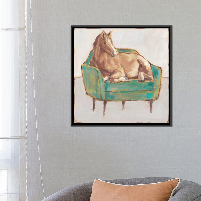 Créature confort II par Ethan Harper - reproduction d'art, H 26 po x l 26 po x P 1,5 po, Toile avec cadre noir, Pas de tapis