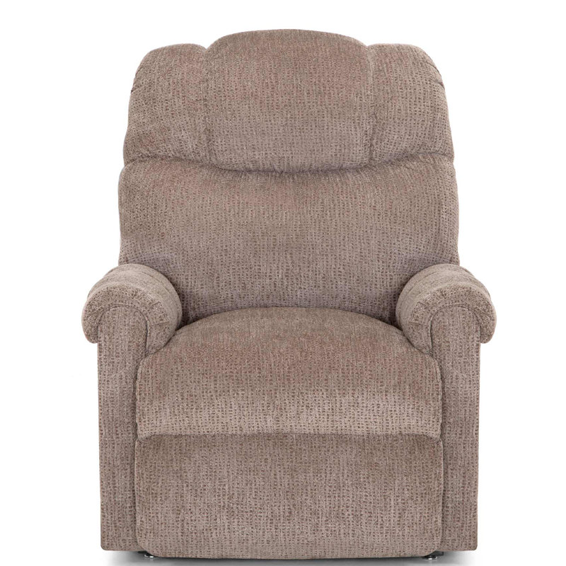 Kifer Upholstered Lift Assist Power Recliner, Light Brown Polyester