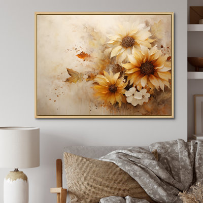 Minimalisme efflorescence de tournesols beiges sur toile