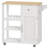 31.5*35.2*15.7 Kitchen Island Kitchen Cart With Three Shelves, One Drawer And One Cabinet, With Universal Pulleys, Equipped With Towel Rack And Side Hooks
