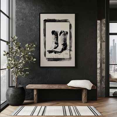 Monochromes de cartes occidentales III, reproduction sur toile dans un cadre