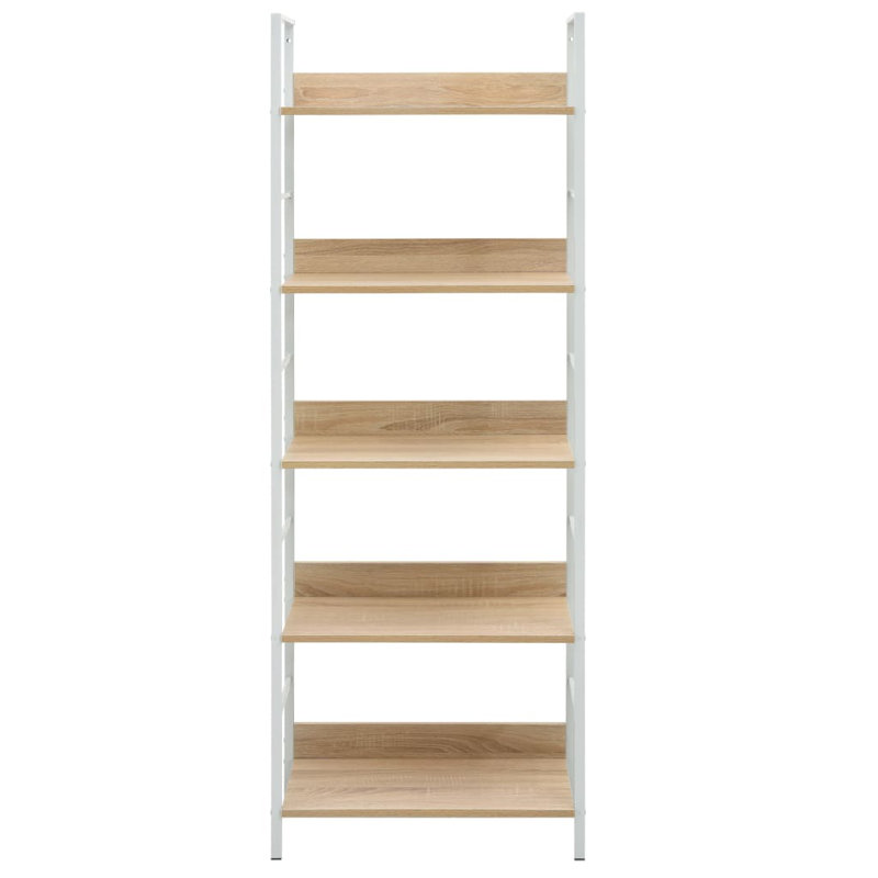 Bibliothèque Missoula, Blanc / Chêne, (5 tablettes) H 62,4 po x l 10,9 po x P 23,6 po