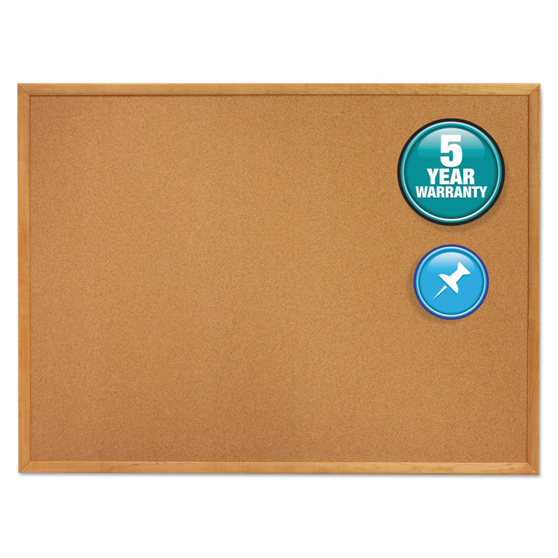 Classic Oak Finish 36" x 24" Cork Bulletin Board
