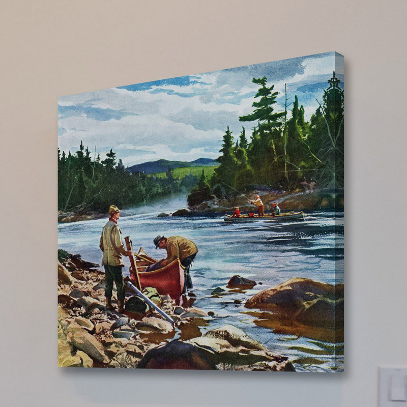 " Fishing Hole " by Curtis Publishing, 18" H x 18" W x 1.5" D