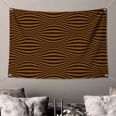 Brown Wavy Lines Wall Tapestry - Waves Wall Decor
