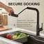 Robinet de cuisine à cascade avec douchette extractible, robinet d'évier de cuisine à poignée simple avec douchette extractible, robinet de cuisine rotatif à 360 °-118350861