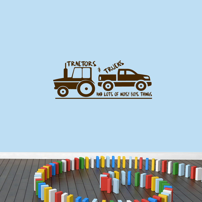 Décalcomanie murale tracteurs et camions, Brun