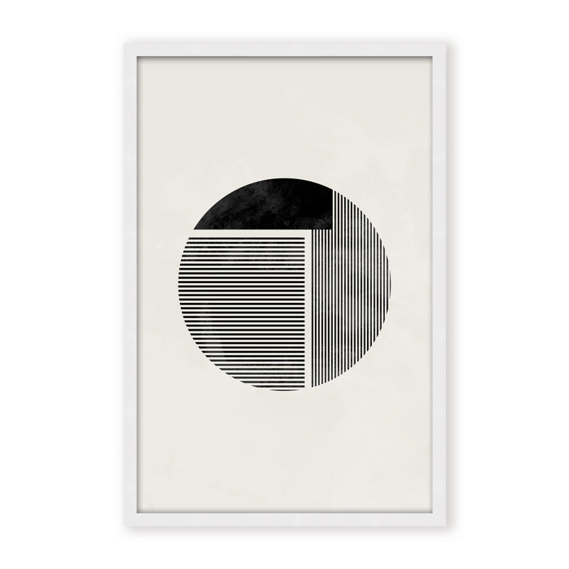Abstract Minimalist Round by  - Picture Frame Painting on Paper, Framed Canvas, 24" H x 16" W x 2.375" D, White