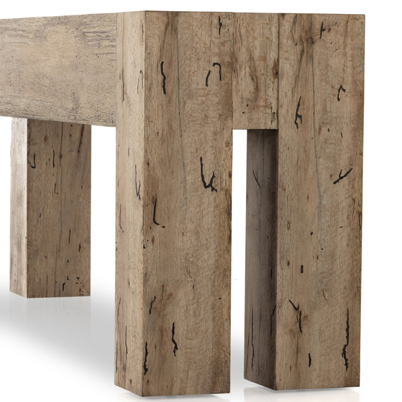 Abaso 86'' W Console Table, 33" H x 86" W x 20.25" D, Rustic Wormwood Oak