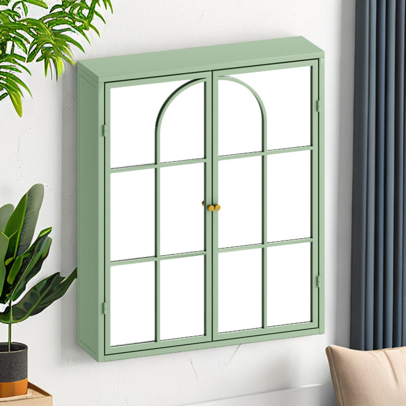 Nathalya Glass Wall Bathroom Cabinet, Green