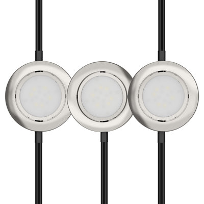 Inlight 2.75" Wide 2700K Swivel and Dimmable Wired LED Puck Lights Kit, Plug-in or Hardwired Installation, Recessed or Surface Mounted, Bronze Finished, Set of 3, IN-0107-3-BZ