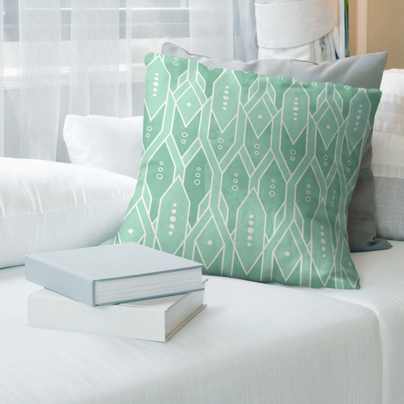 Coussin décoratif en lin, 18 po x 18 po, Bourre en polyester, Vert