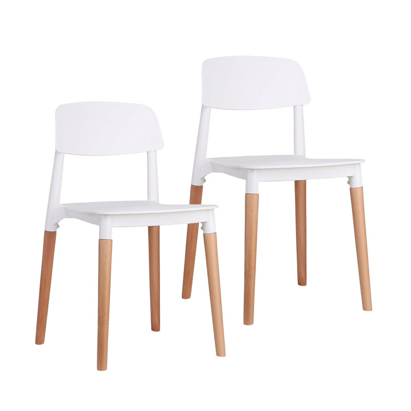 17.72'' H Beech Stacking Side Chair, White