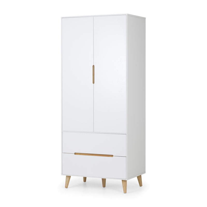 Heriberto 2 Door Solid Wood Wardrobe, White