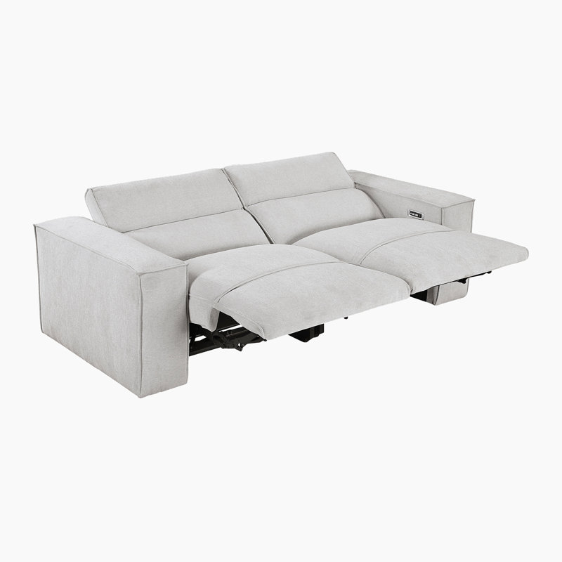 Lambert 90" Modern Microfiber Wall-Hugger Power Sofa with One-Touch Power Reclining and Integrated USB A & C Charging Ports