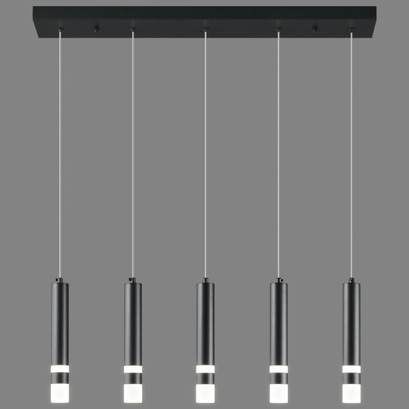 Mini-luminaire suspendu à DEL 5 lumières Gladus, Noir