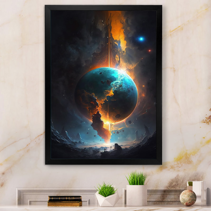 «Latricia Deep Space Planet Fusion V», reproduction sur toile, Cadre photo noir, H 40 po x l 30 po x P 1,5 po