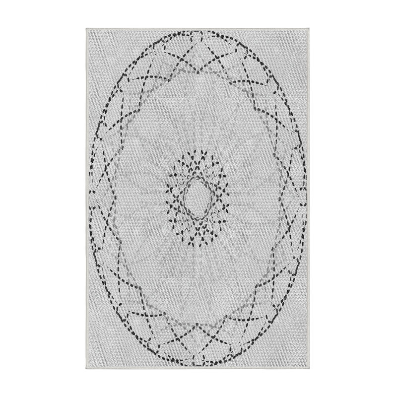 Tapis gris tissé à la machine, Rectangle 5 pi x 7 pi