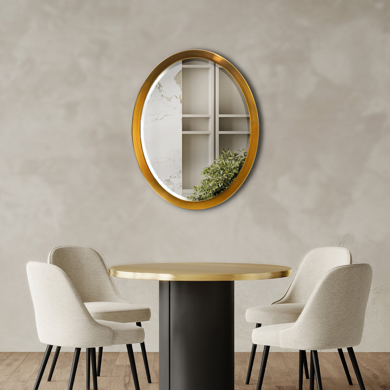 Miroir de salle de bain ovale en métal brossé Mercer41 - 29 po x 23 po