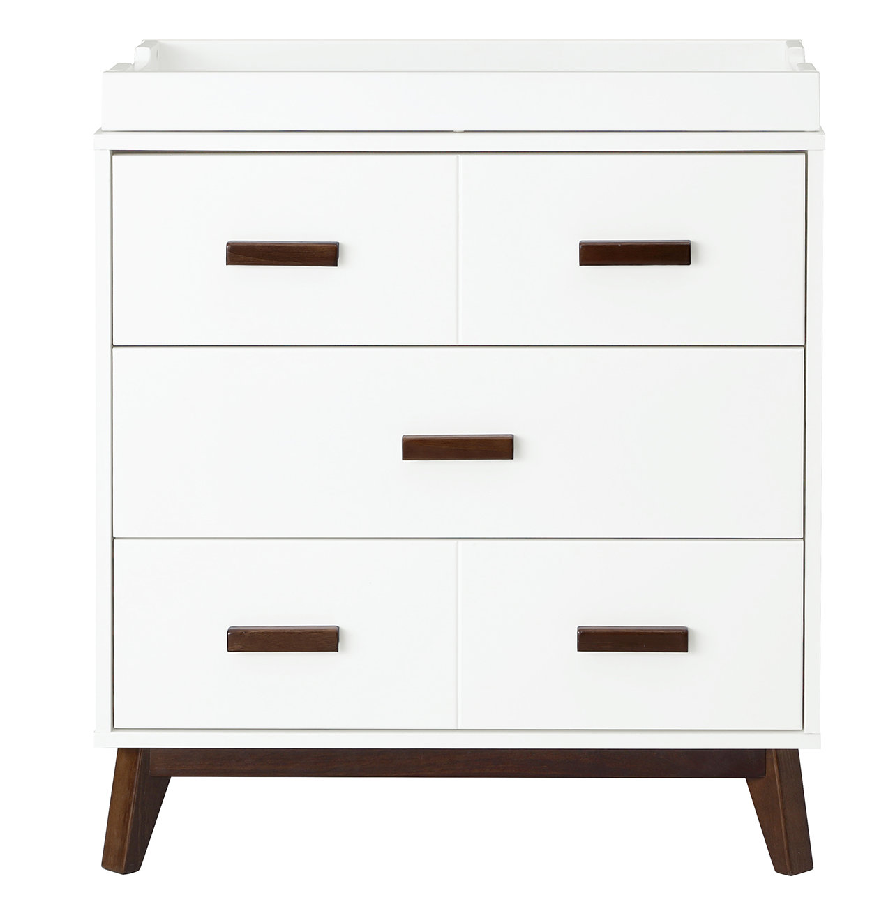 Scoot 3 Drawer Changing Table, White/Walnut