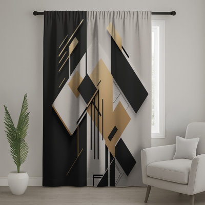 Rideaux géométriques superposés à motifs géométriques superposés - 1 panneau