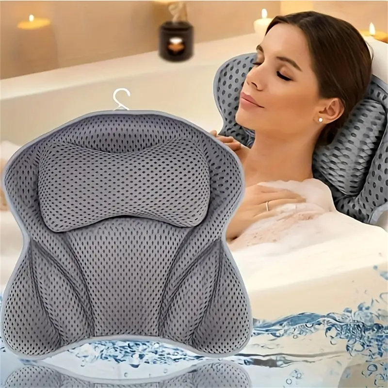 Agler Suction Bath Pillow, White