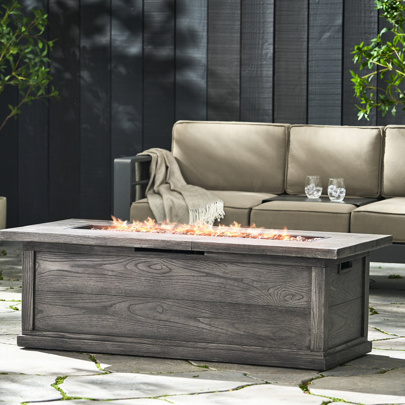 Foyer en béton au propane de 56 po, 50 000, finition en bois gris - créez un décor extérieur confortable dans votre patio x 26,44 po