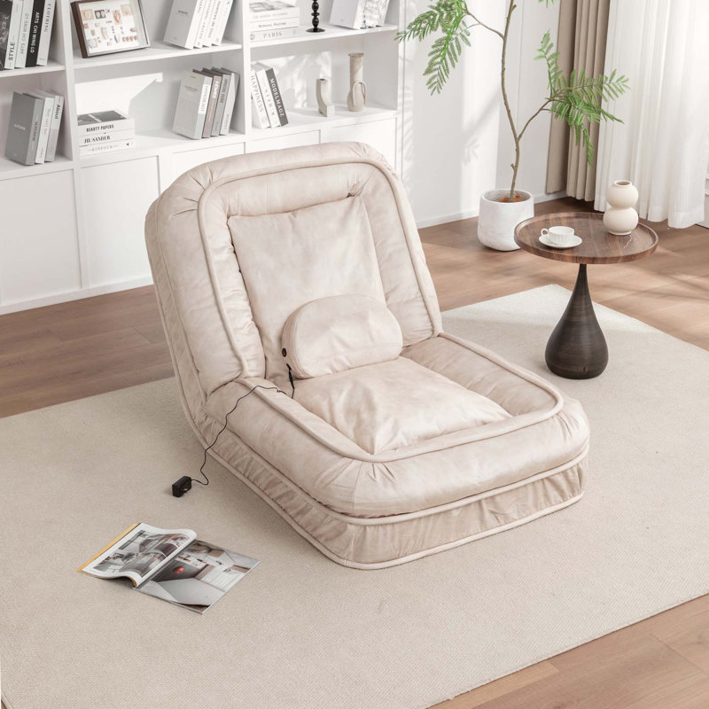 Lit rembourré pour chien avec 5 positions réglables, coussin de massage et 2 coussins moelleux pour un confort ultime, Beige