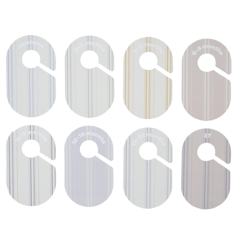 Ensemble de 8 séparateurs de garde-robe pour 3 bébés (nouveau-né à 24 mois) - Ensemble de 8 - Rayures