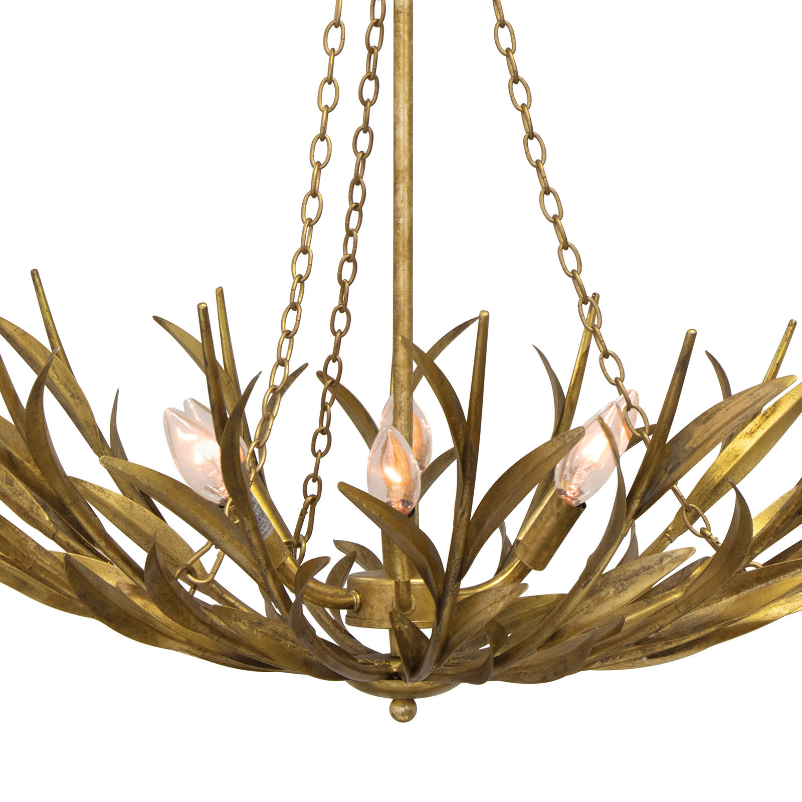 River Reed 6 - Light Dimmable Chandelier, Antique Gold Leaf
