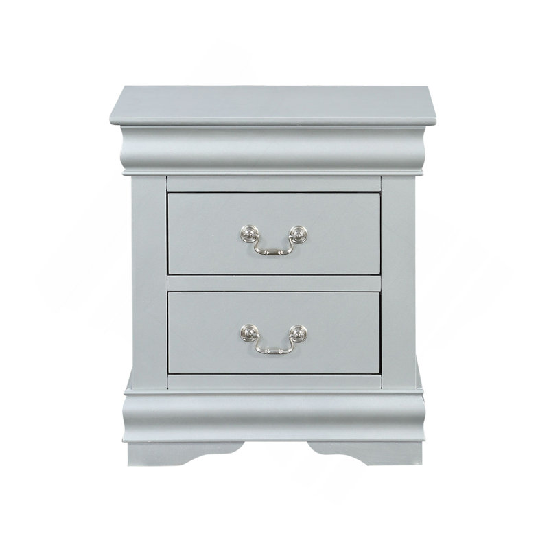 Louis Philippe III Platinum Finish Nightstand, Silver