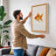 Golden Goldfish Botanical - Wrapped Canvas-1880379025-1880379036